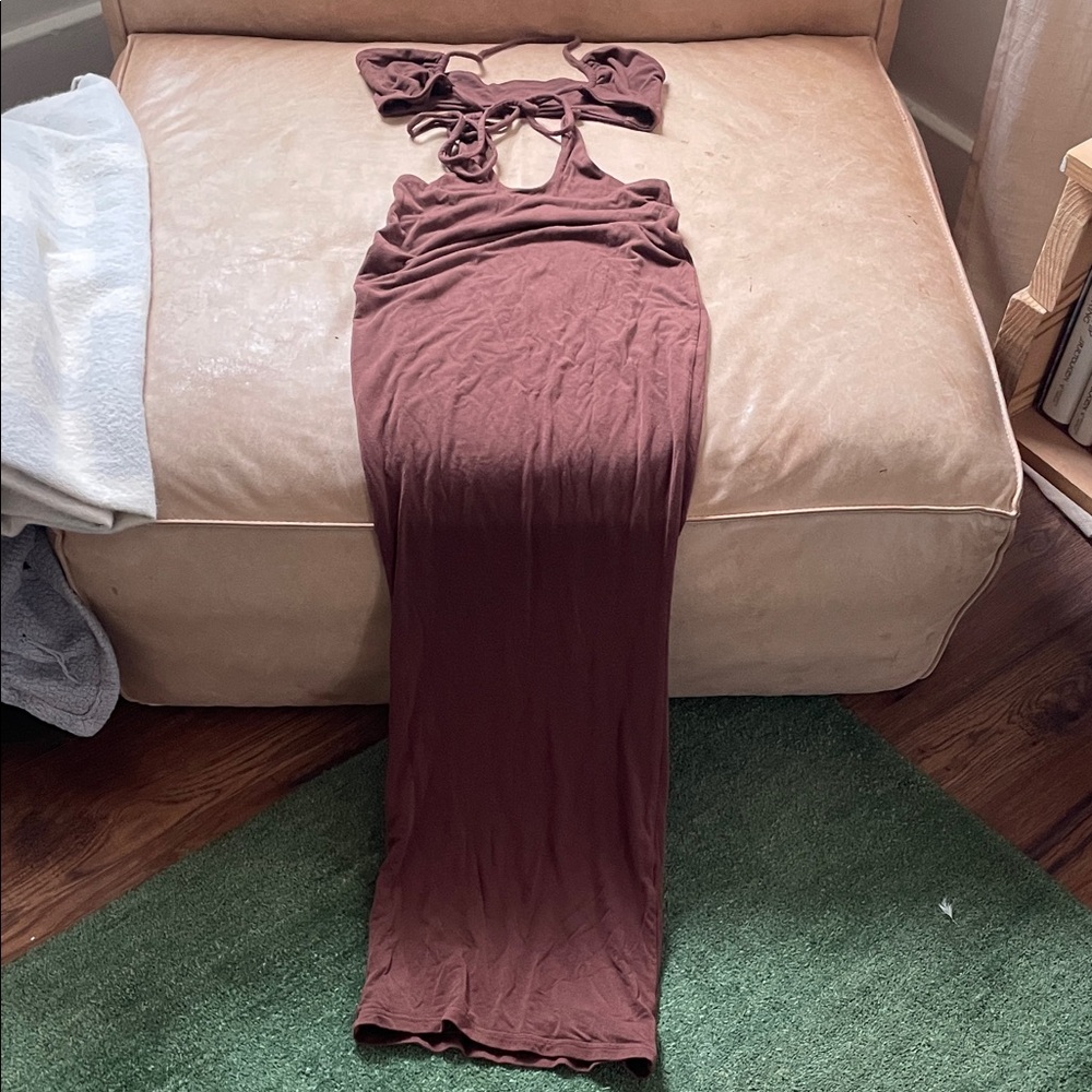 Babyboo Two-Piece Maxi Cut Out Dress XS brown